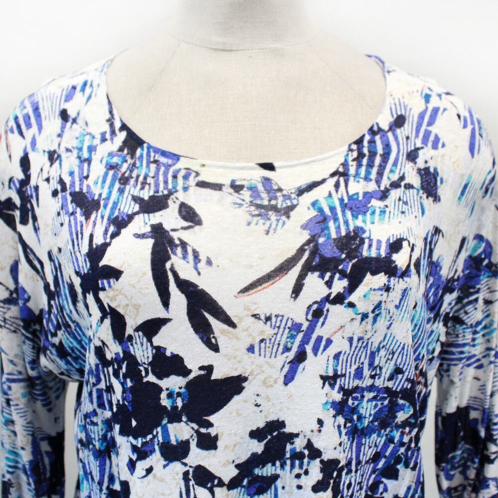 Nic + Zoe NZT Abstract Floral Print 3/4 Sleeve Casual Blouse Top Plus 2X - Picture 3 of 8